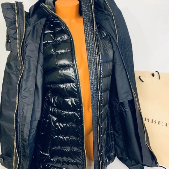 BURBERRY NWT Chevrington Hooded Parka Quilted Puffer Jacket Trench 3 In 1 Sz 12
